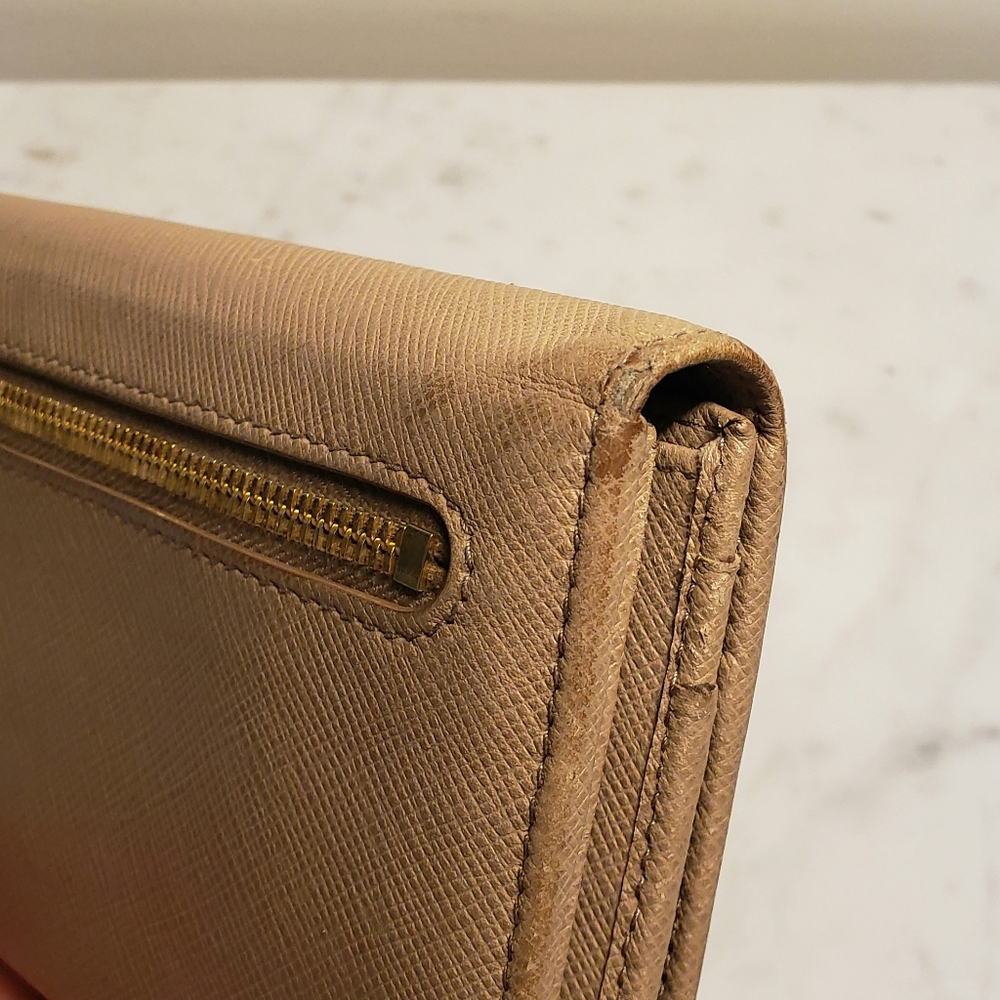 Prada Gold Bar Flap Wallet with Detachable Credit Card Holder - Picture 14 of 14